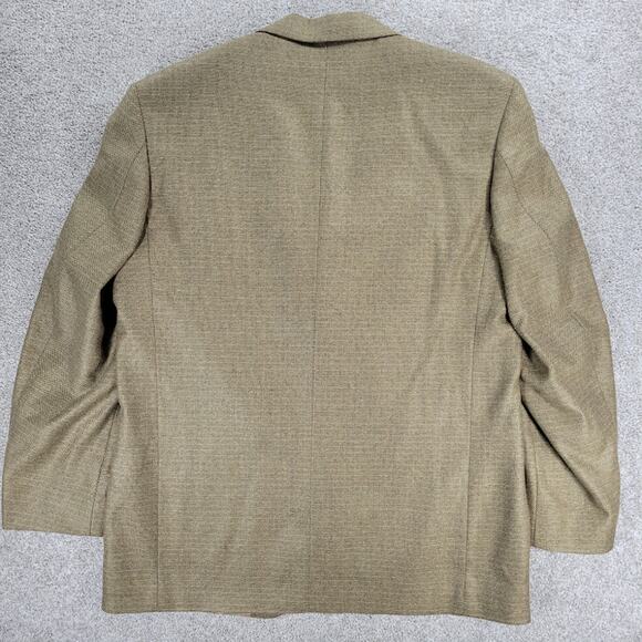 Oscar De La Renta Silk Wool Sport Coat Mens 42R Tan Gold Weave Three Button - Picture 3 of 13